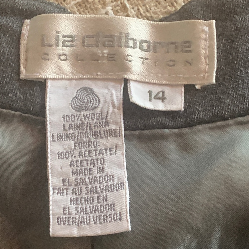 Liz Claiborne Wool lined Pants slacks Charcoal Grey 14 - Picture 2 of 4